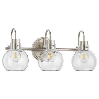 three arm bathroom wall light with glass globe shades