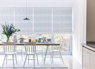 Roman blinds in a retro Scandi style kitchen